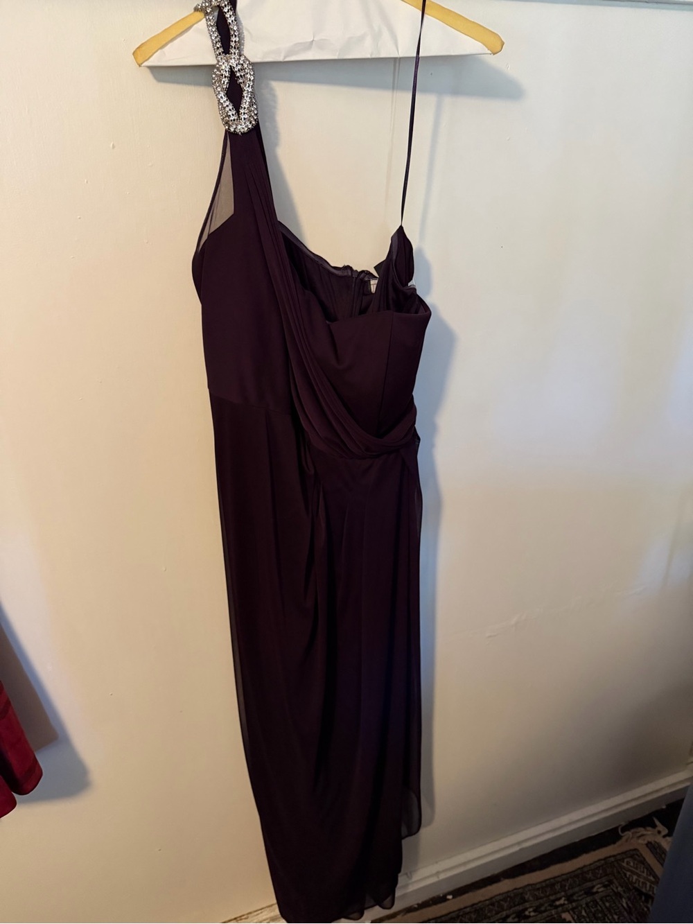 R&M Richards One-Shoulder Evening Gown in Plum